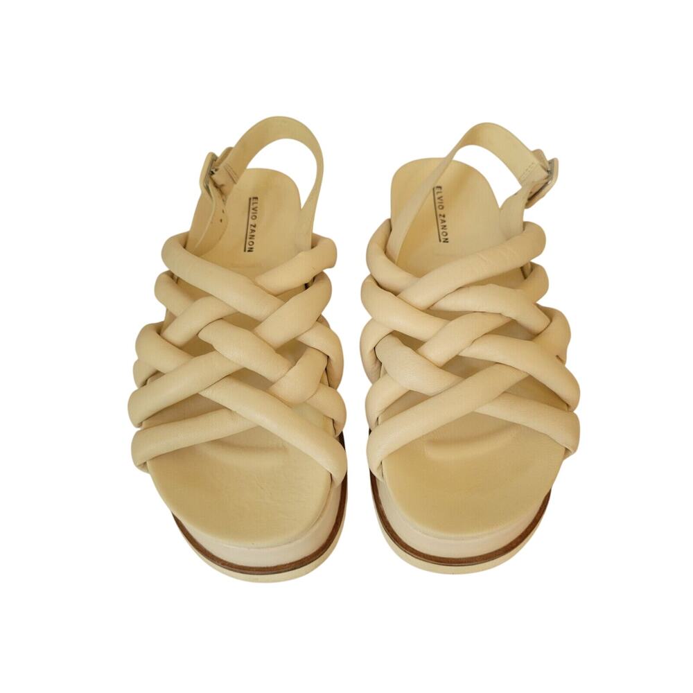 Cream Chunky Designer Anthropologie Leather Platform Sandals Euro 39/US 8.5